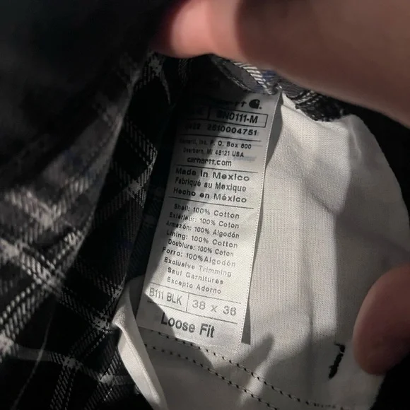 NWT Carhartt Men's Black loose fit canvas flannel lined Cargo Pants - Picture 6 of 7